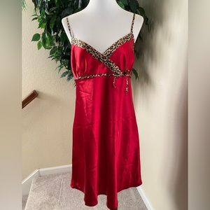 Red satin lingerie nightgown Sleepwear cami dress.